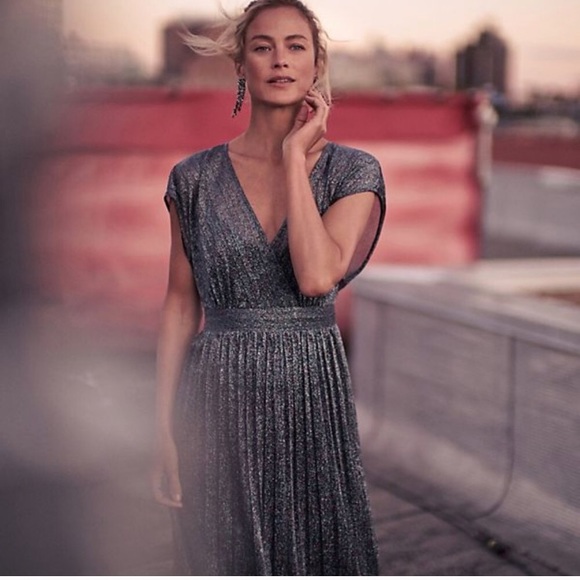 Anthropologie Dresses & Skirts - Moulinette Soeurs Pleated Metallic Wrap Dress NWT